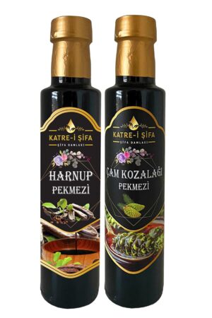 Katre-i Şifa Özel Üretim Keçiboynuzu – Harnup Pekmezi 340 gr + Orijinal Çam Kozalağı Pekmezi -340 Gr